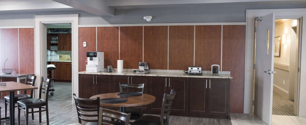 The counter in the inn's breakfast area.